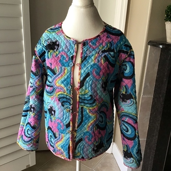 REVERSIBLE Sacred Threads Quilted Jacket MEDIUM Paisley All Cotton Boho Pink NWT - Picture 1 of 16